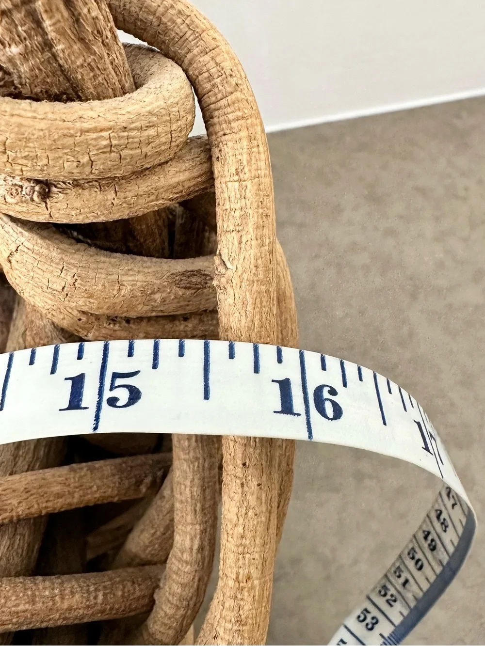 Primitive Natural Woven Thick Vine Basket with Handle - Tan Asymmetrical Gather